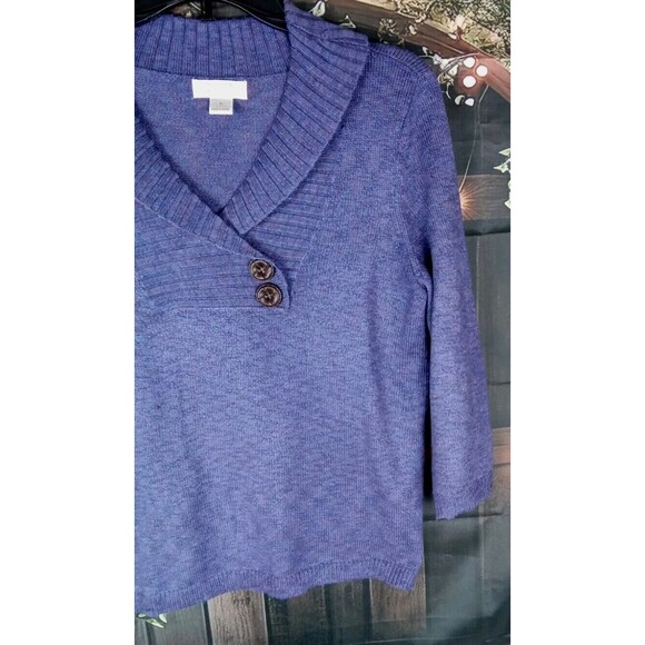 Christopher & Banks Pullover Sweater Purple Size S Collar V Neck Button... - Picture 3 of 8